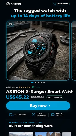 Selected Fluxi sales page PR65 · AXIRON