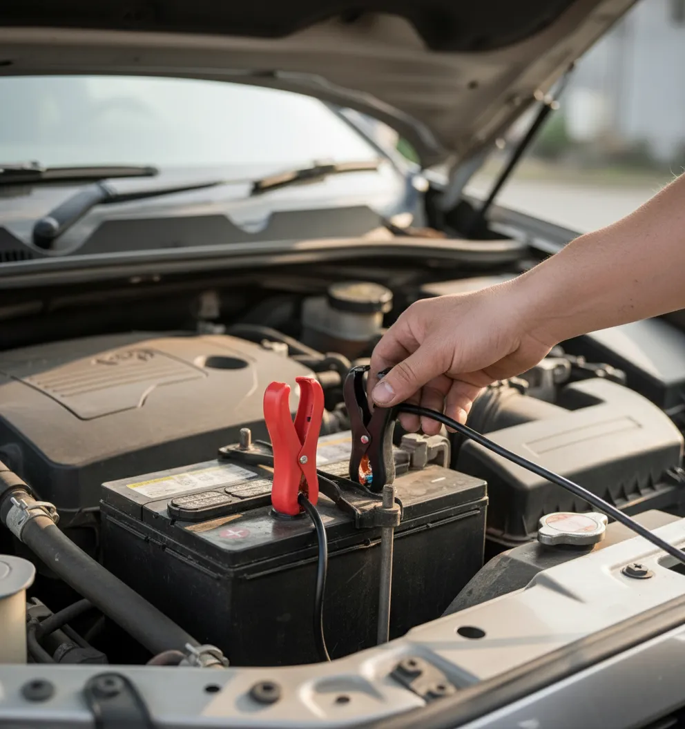 Paso 1: Conecta las pinzas directamente a la batería para máxima potencia.