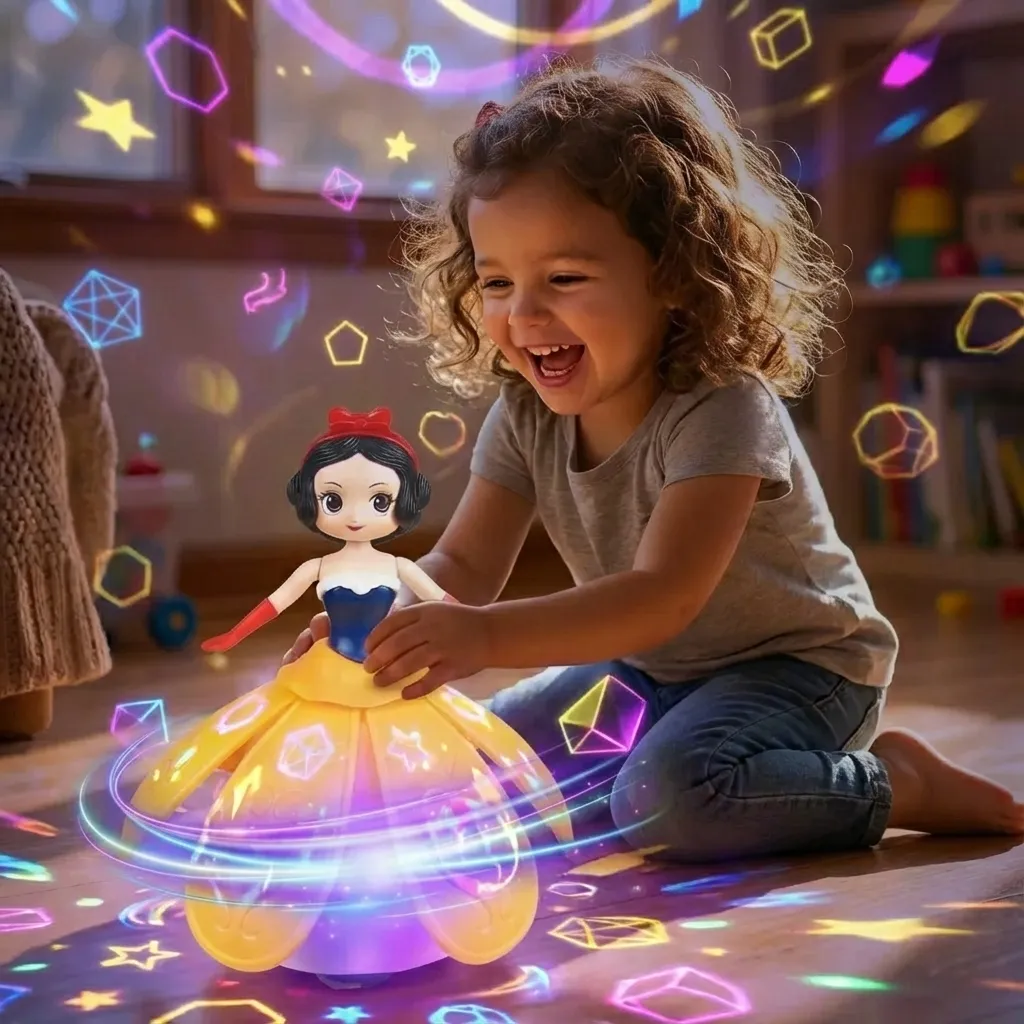 Paso 2: Su vestido proyecta colores y formas para que aprenda jugando.