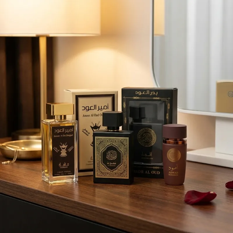 Pack de tres perfumes de lujo en presentación elegante