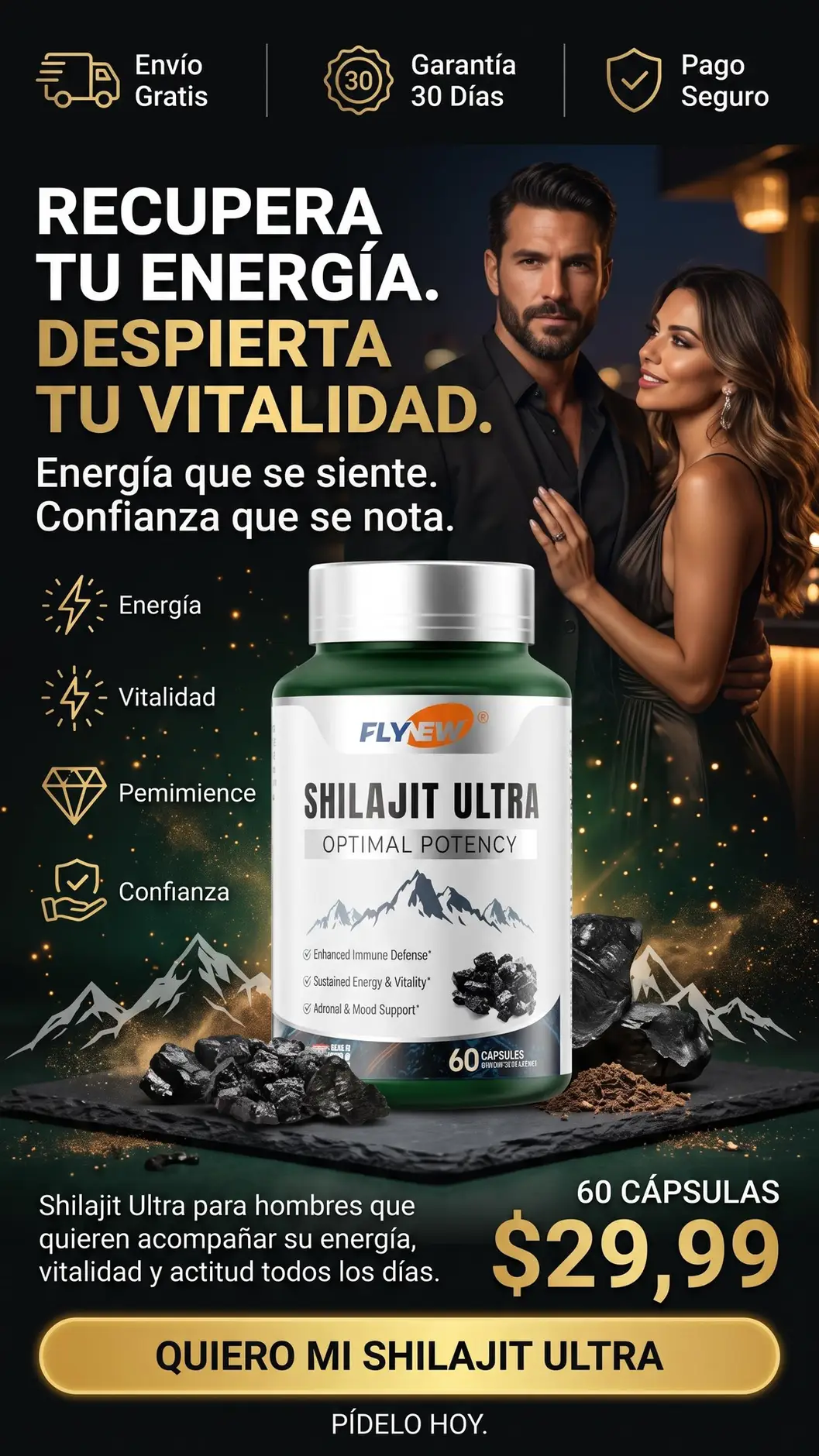 Sección visual de portada para PowerShilajit