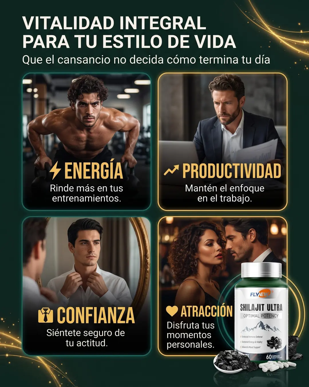Sección visual de visualizaciones de datos para PowerShilajit