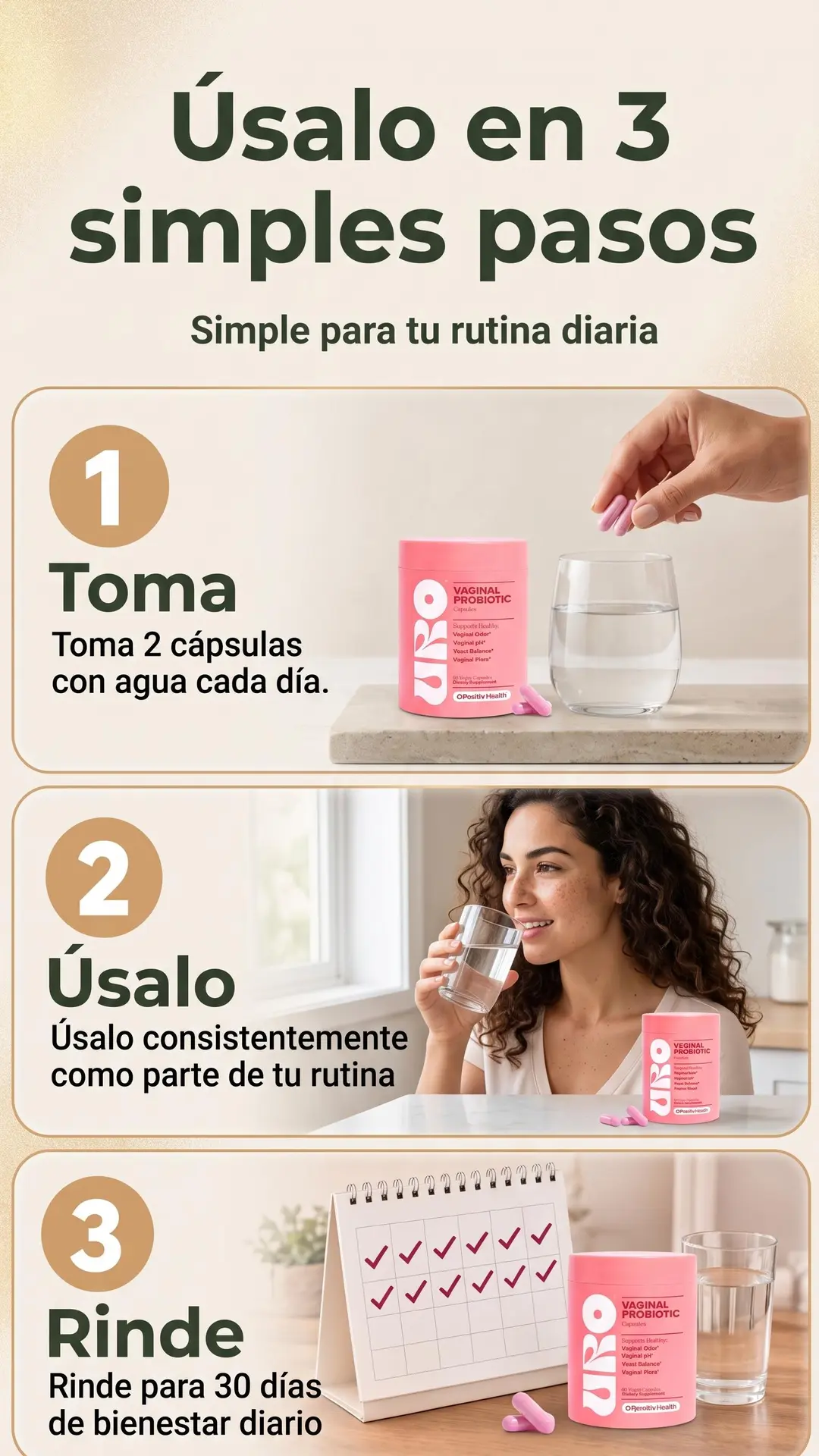 Sección visual de como usar paso a paso para Bienki bienestar