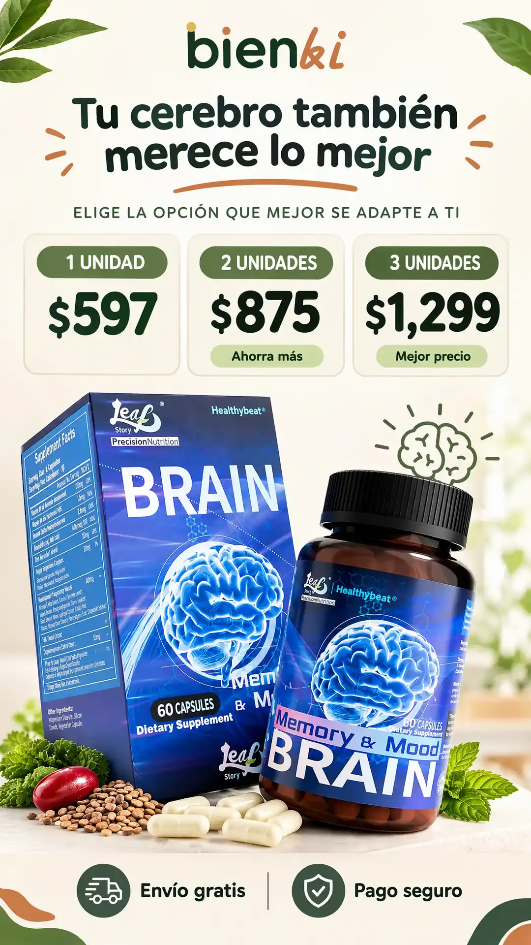 Sección visual de oferta para Bienki brain