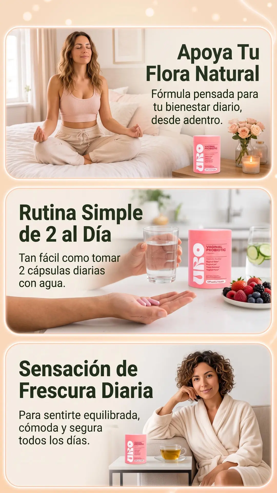 Sección visual de beneficios para Bienki bienestar