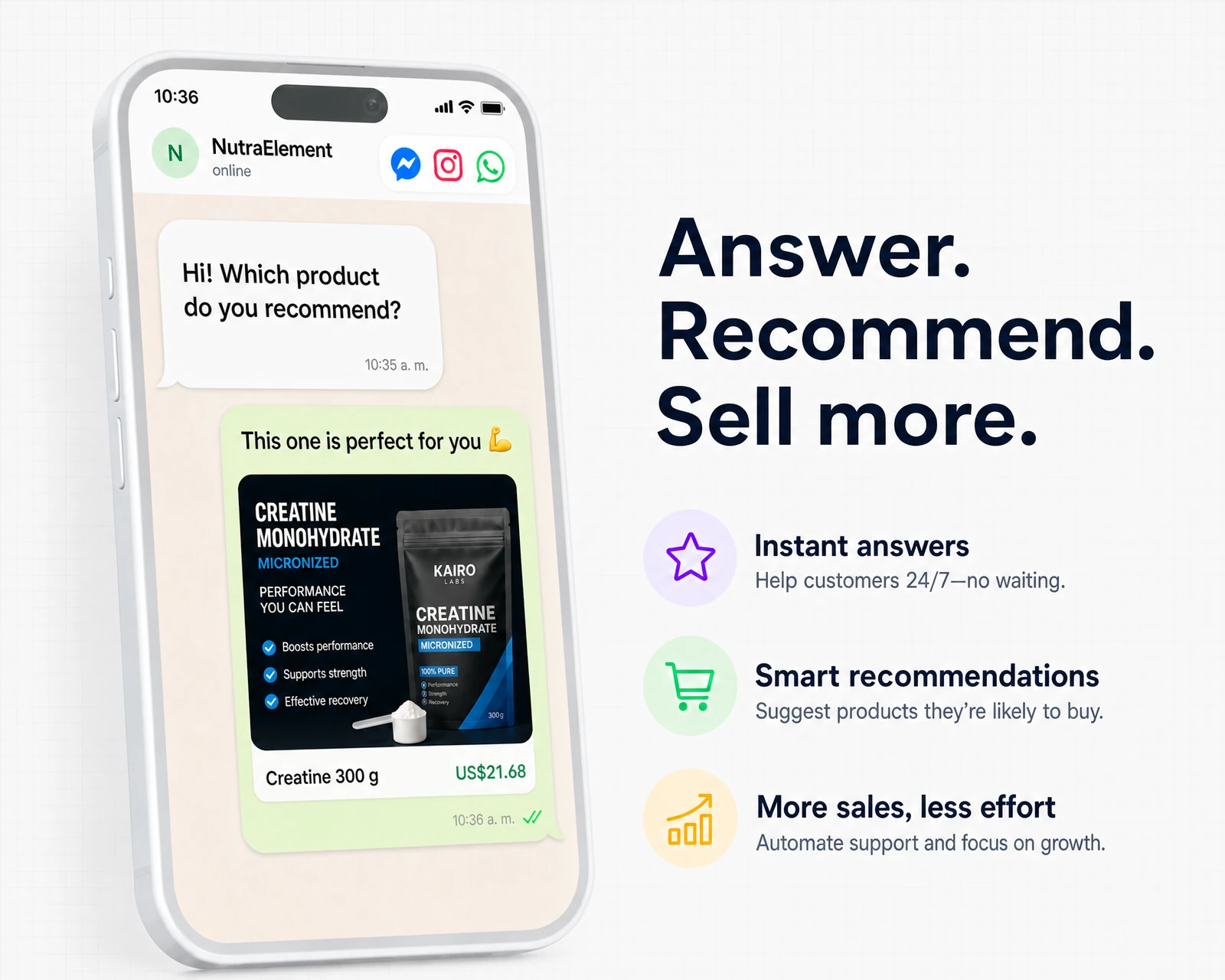 Omnichannel chatbot: reply, recommend, and sell more