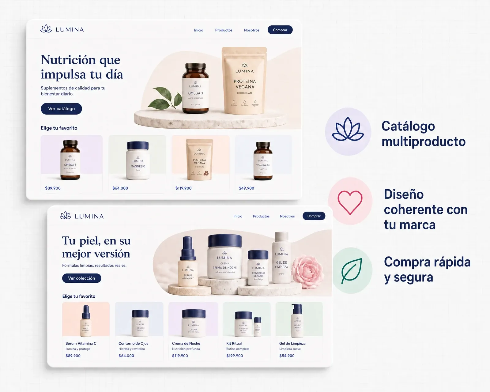 Dos tiendas multiproducto creadas con Fluxi